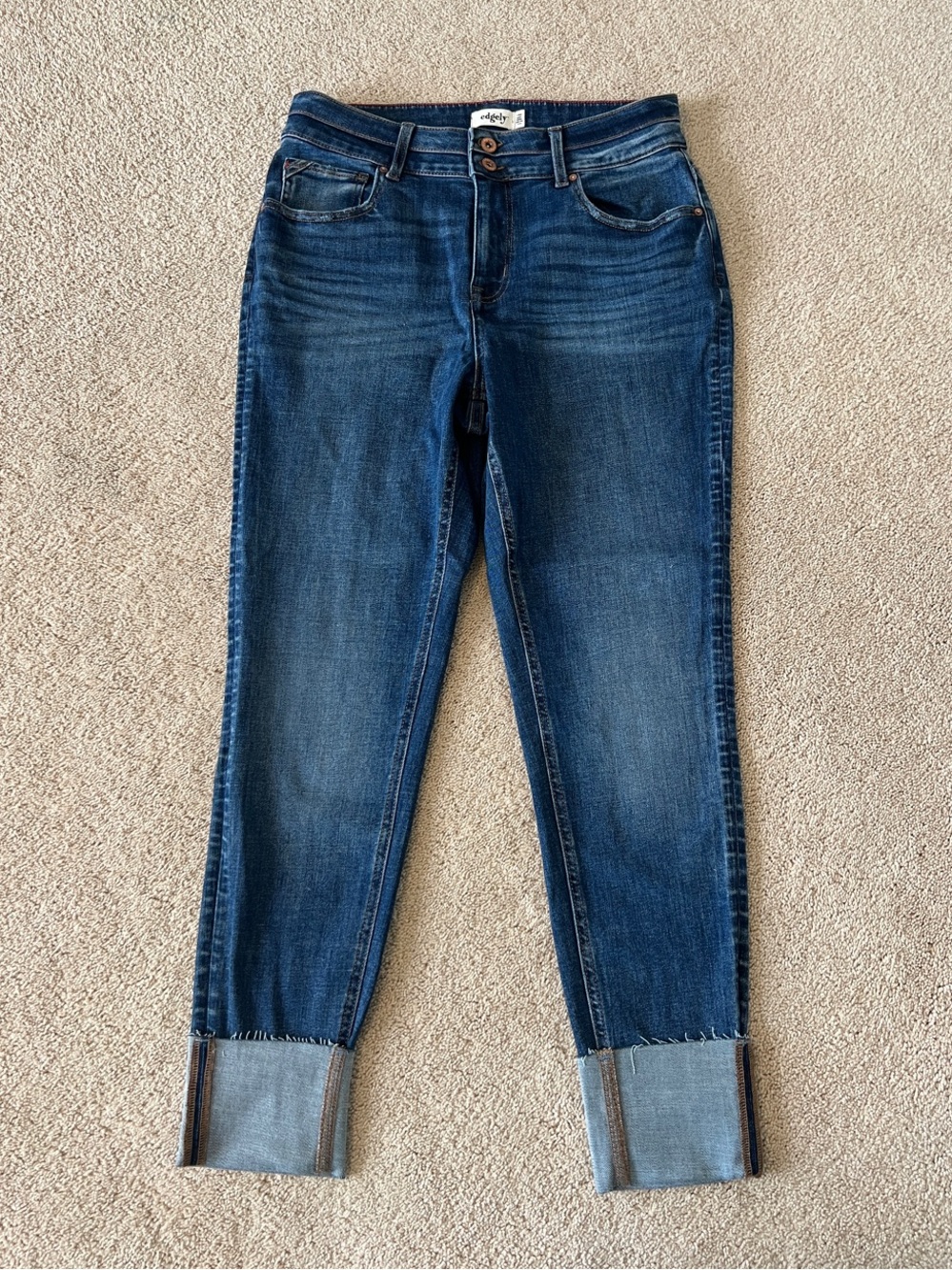 Edgely Super Skinny High Rise Curvy Fit Cuffed Jeans Size 14W